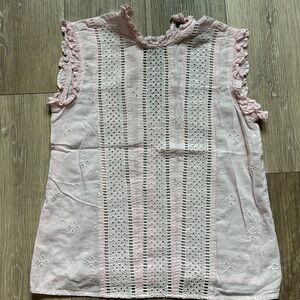 Topshop Pink Eyelet Blouse